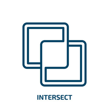 intersect icon from user interface collection. Thin linear intersect, connection, intersection outline icon isolated on white background. Line vector intersect sign, symbol for web and mobile