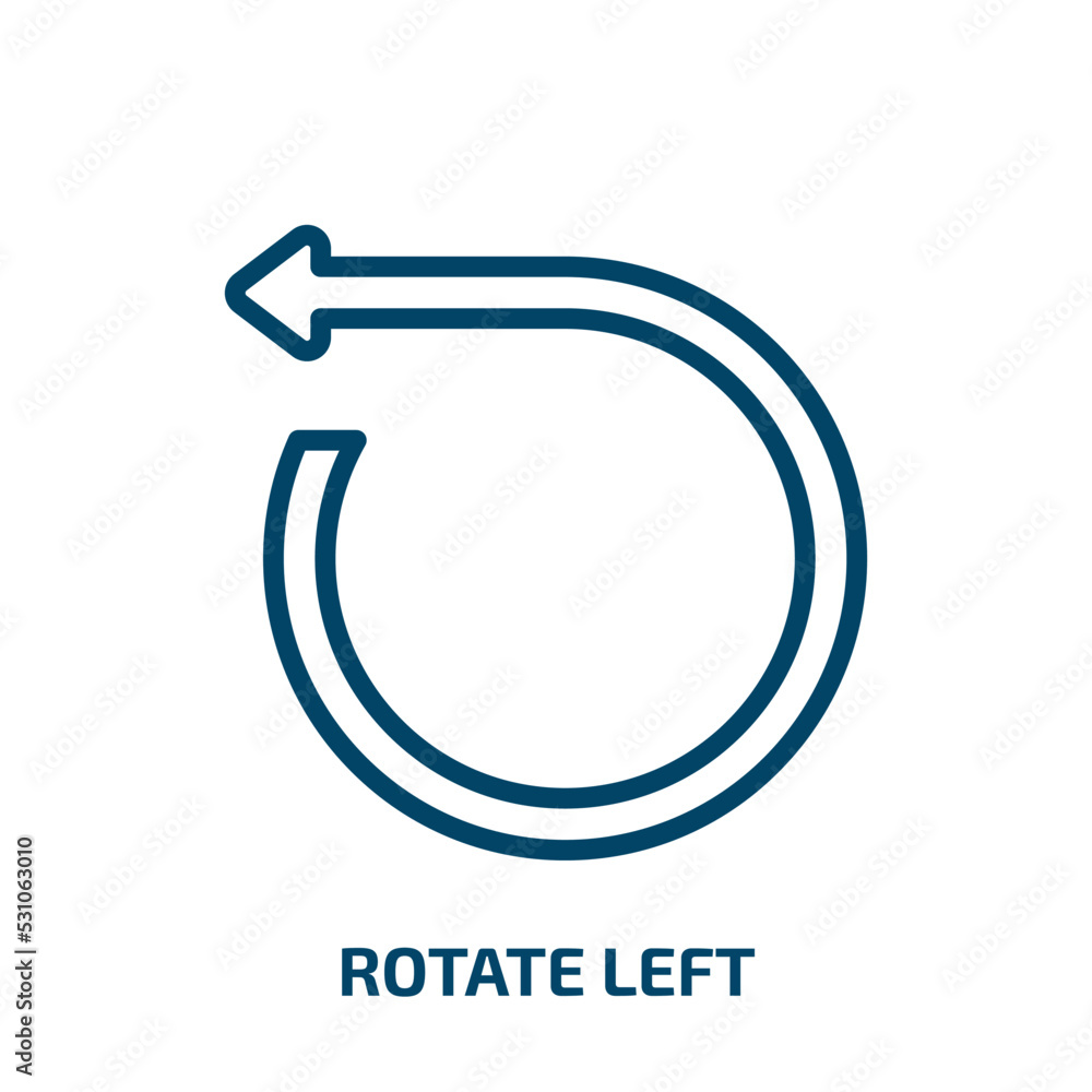 Poster rotate left icon from user interface collection. Thin linear rotate left, rotate, arrow outline icon isolated on white background. Line vector rotate left sign, symbol for web and mobile