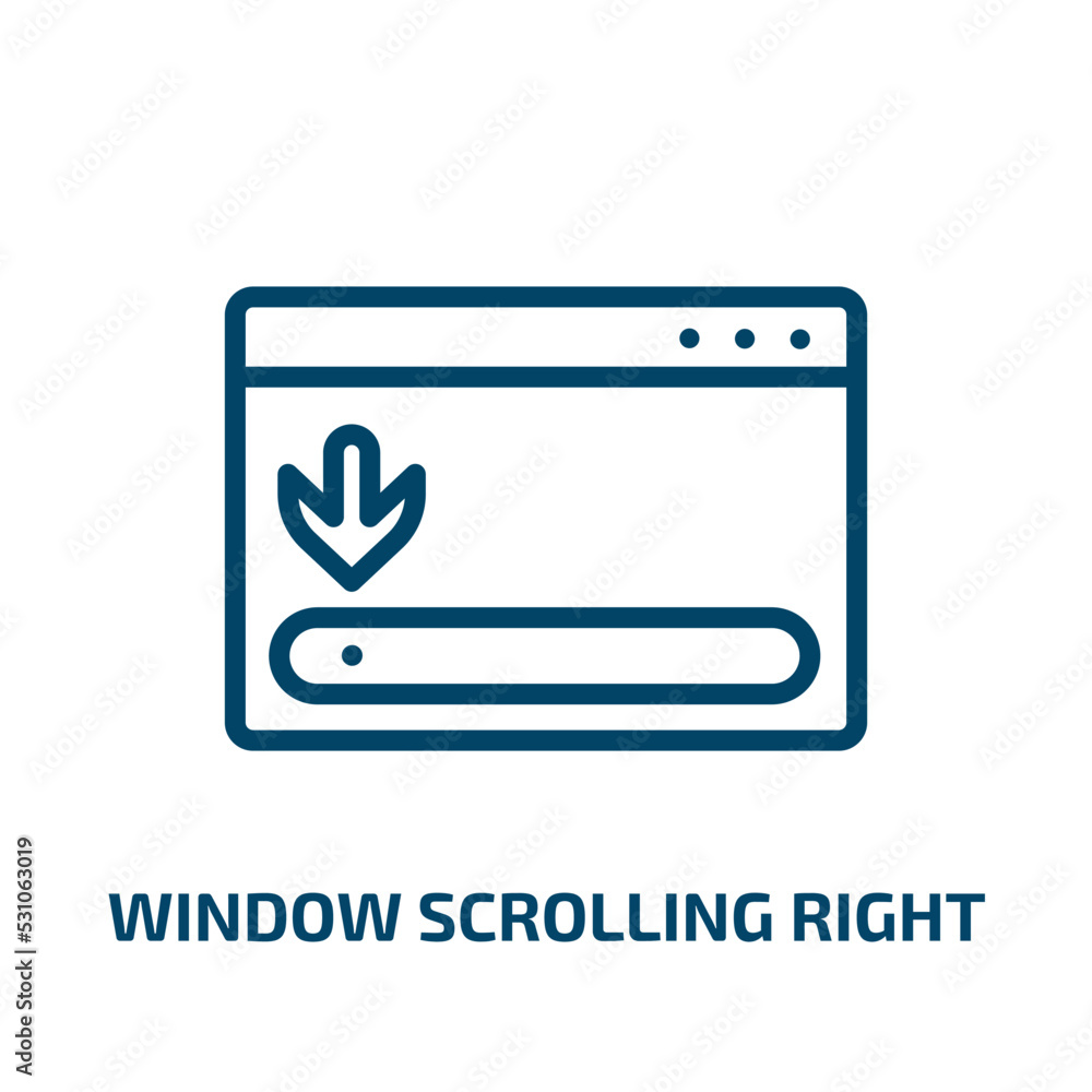 Poster window scrolling right icon from user interface collection. thin linear window scrolling right, arro