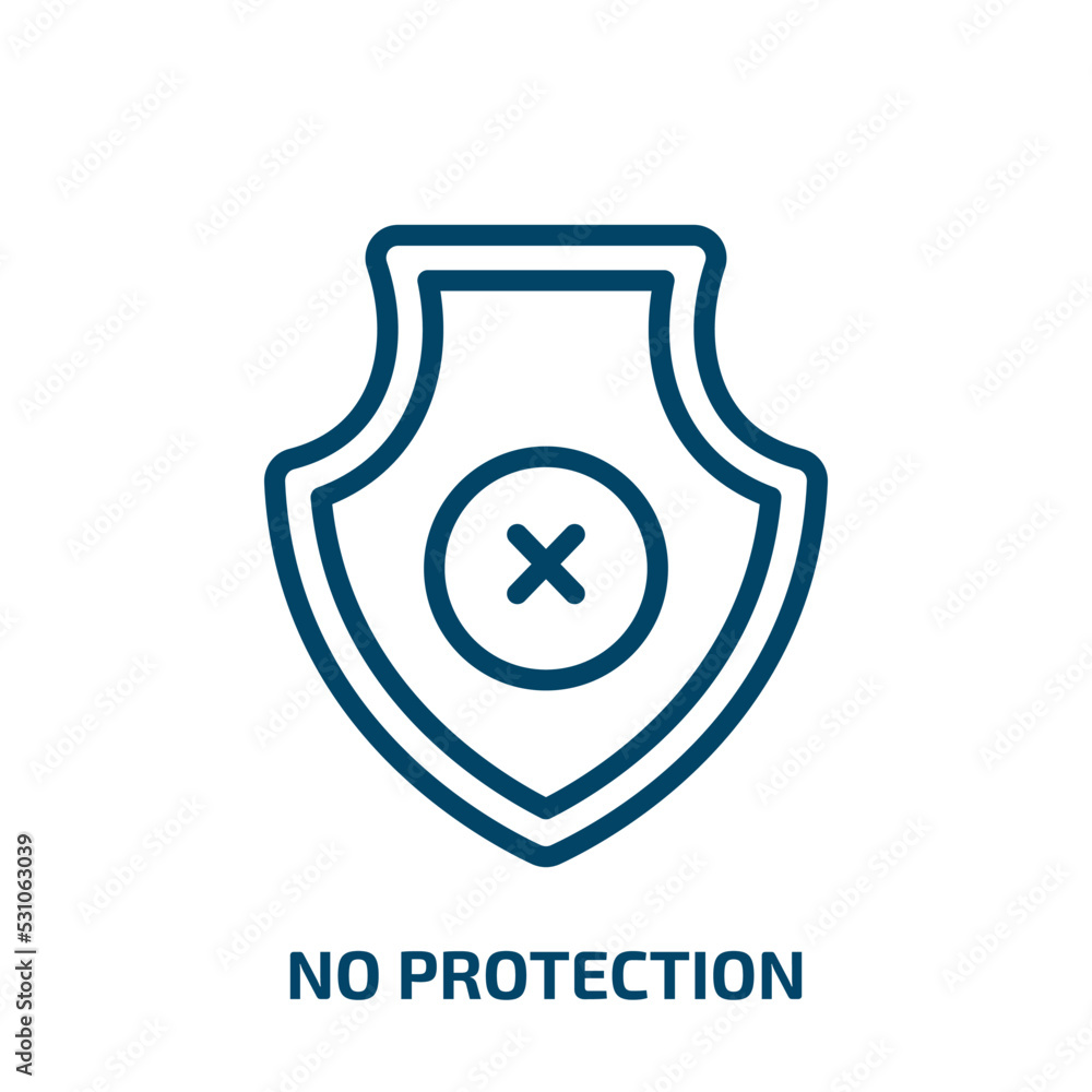Poster no protection icon from user interface collection. thin linear no protection, protection, care outli