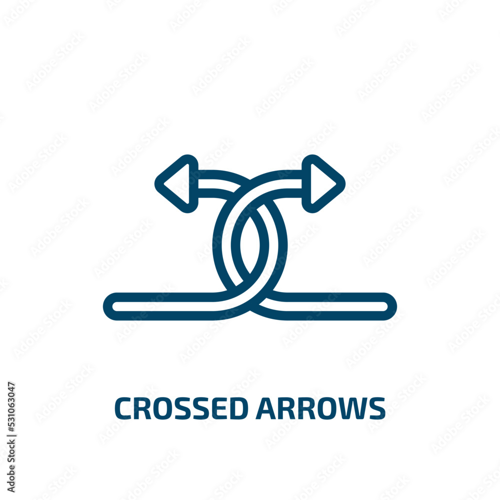 Poster crossed arrows icon from user interface collection. thin linear crossed arrows, arrow, cross outline