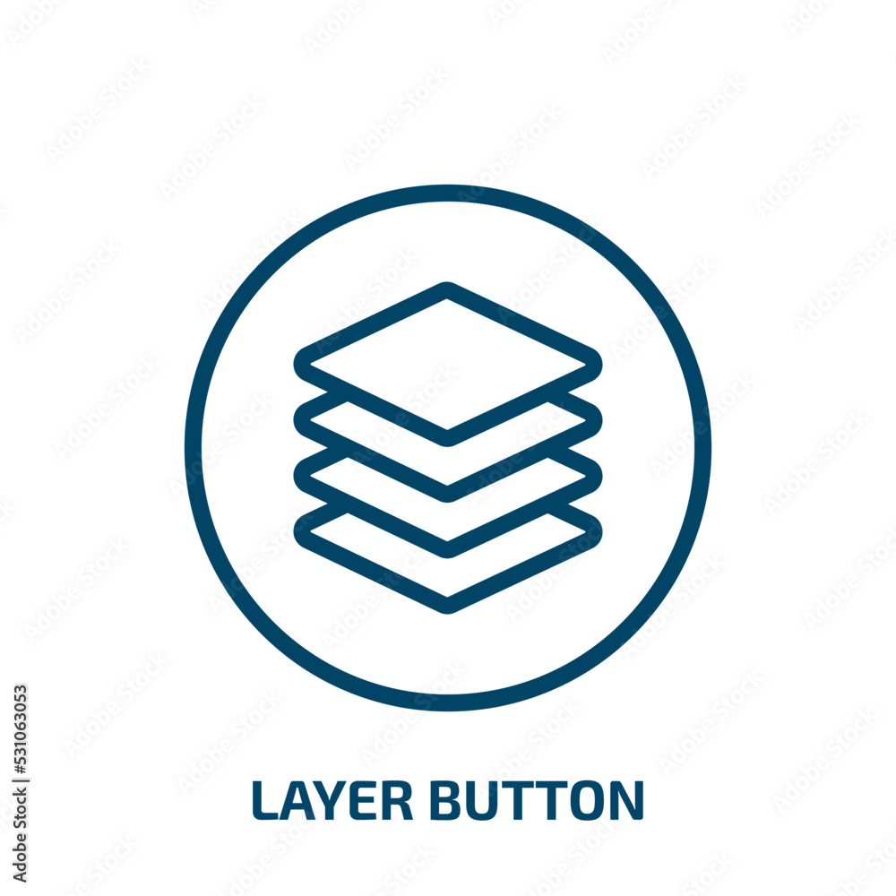 Poster layer button icon from user interface collection. thin linear layer button, button, website outline 