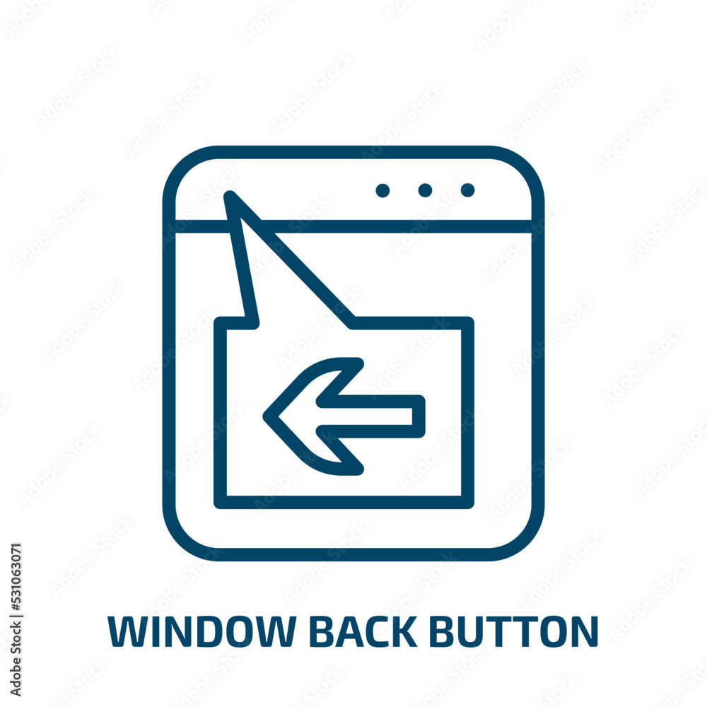 Poster window back button icon from user interface collection. thin linear window back button, back, button