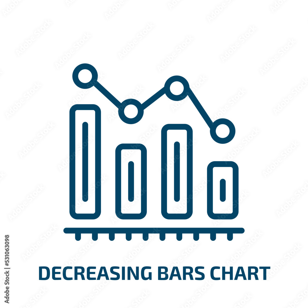 Poster decreasing bars chart icon from user interface collection. thin linear decreasing bars chart, data, 
