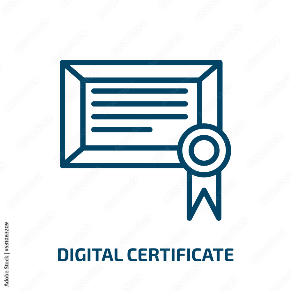 Poster digital certificate icon from user interface collection. thin linear digital certificate, certificat