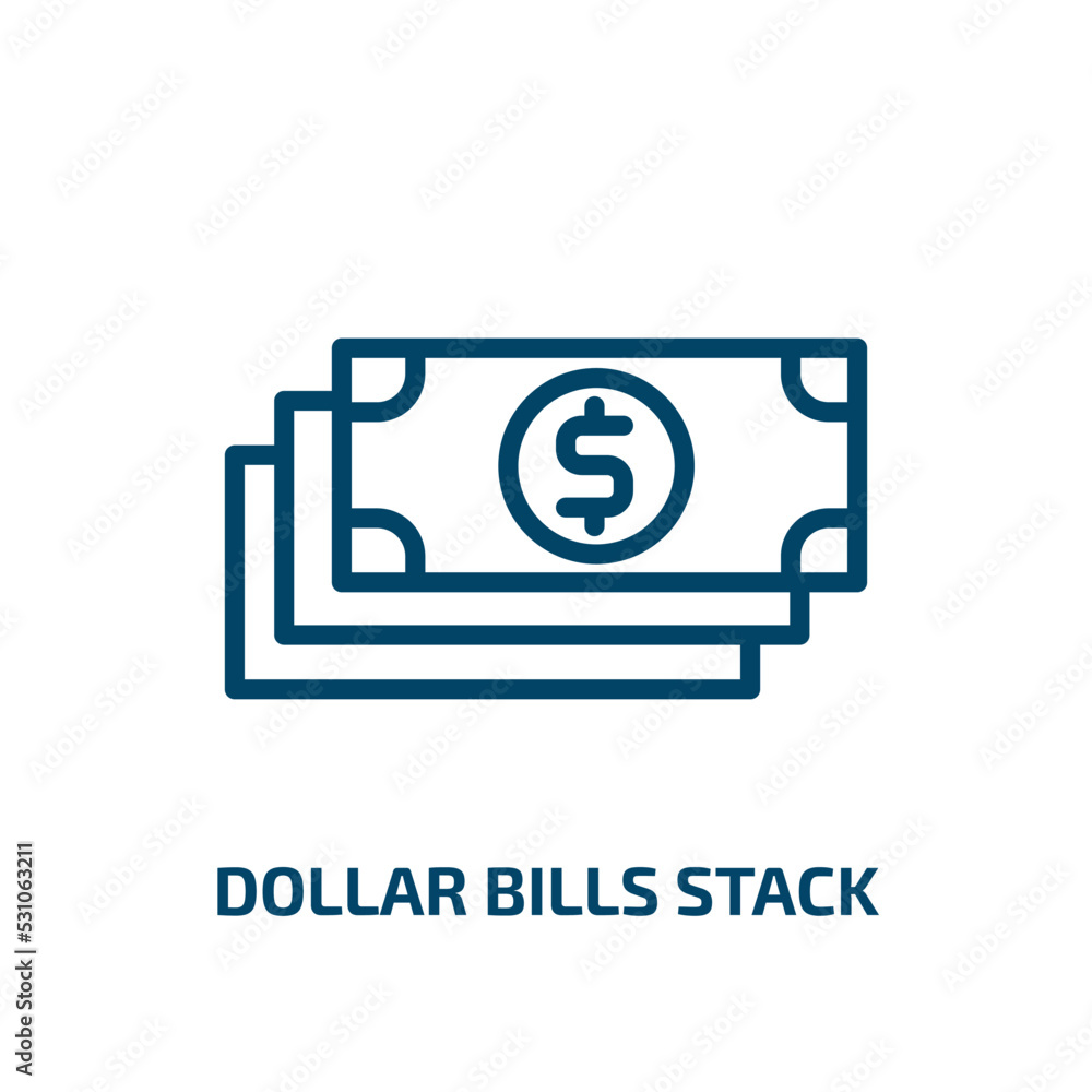 Poster dollar bills stack icon from user interface collection. thin linear dollar bills stack, dollar, bank