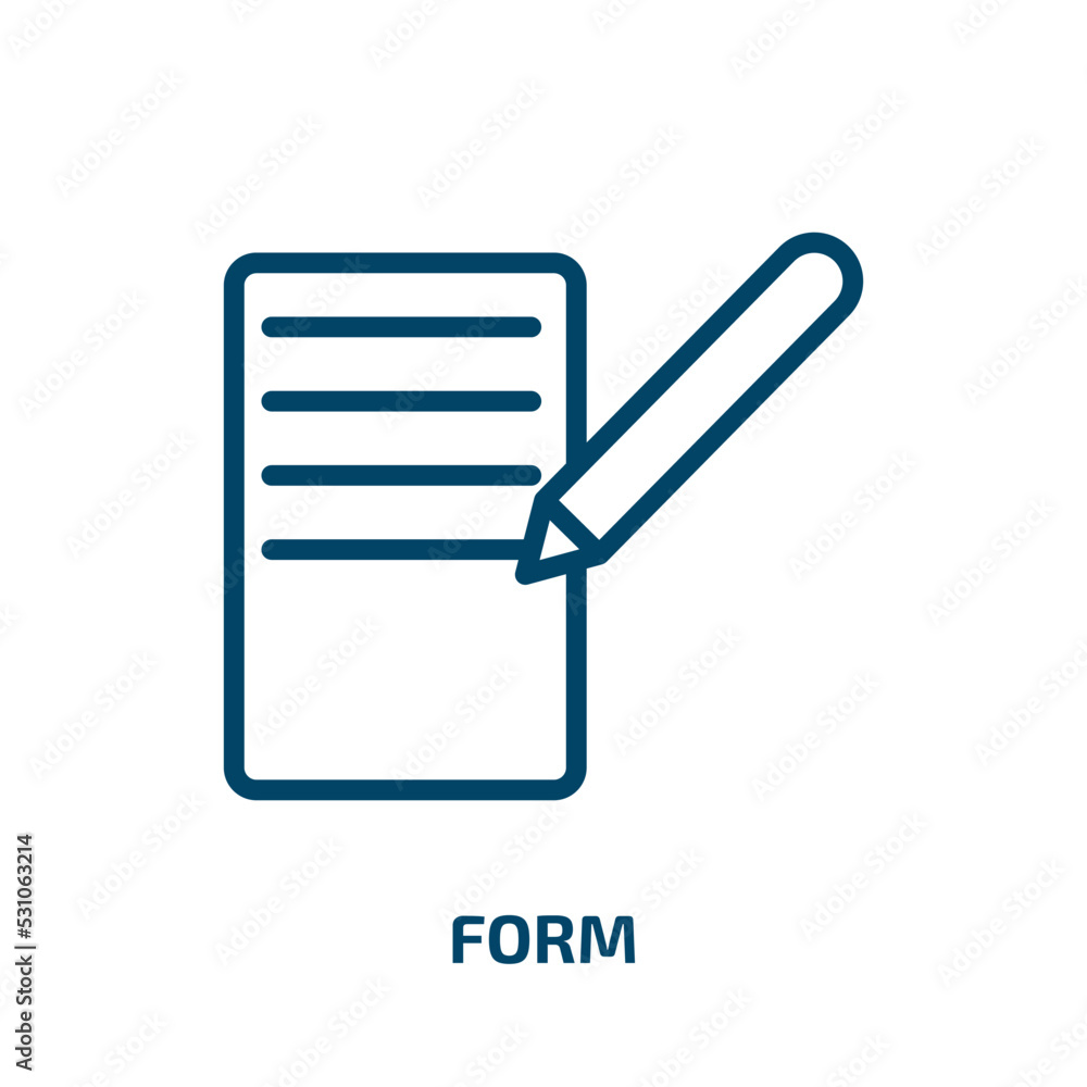 Poster form icon from user interface collection. thin linear form, document, test outline icon isolated on 