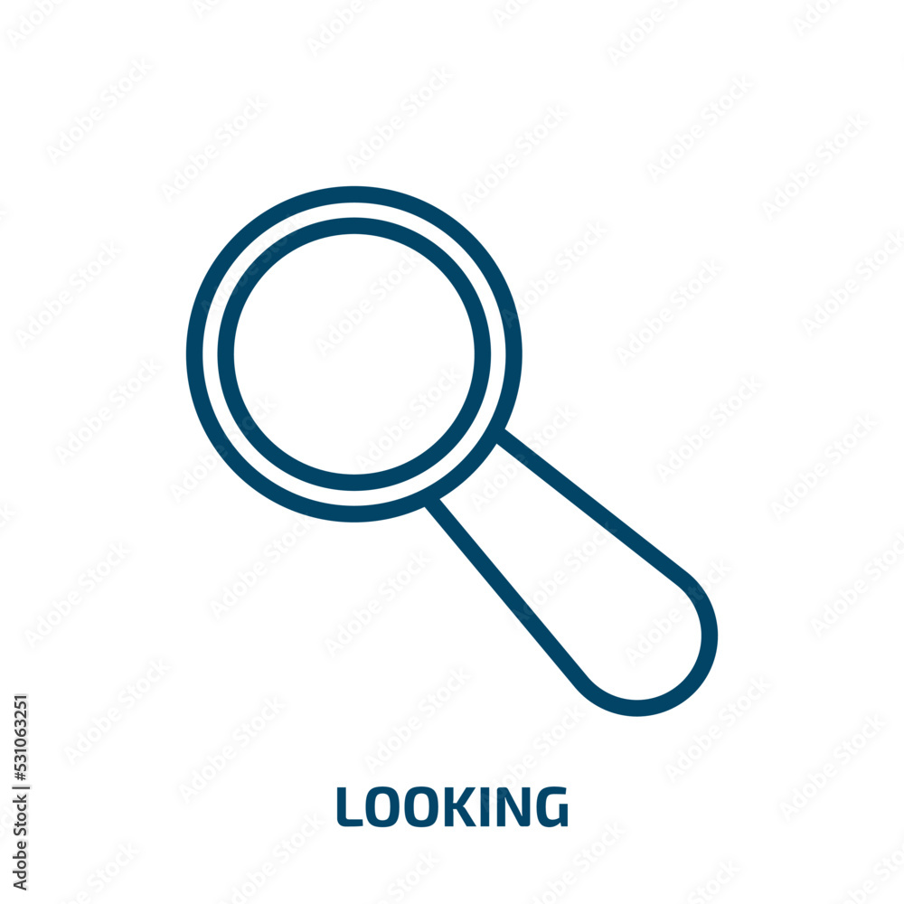 Poster looking icon from user interface collection. thin linear looking, technology, view outline icon isol