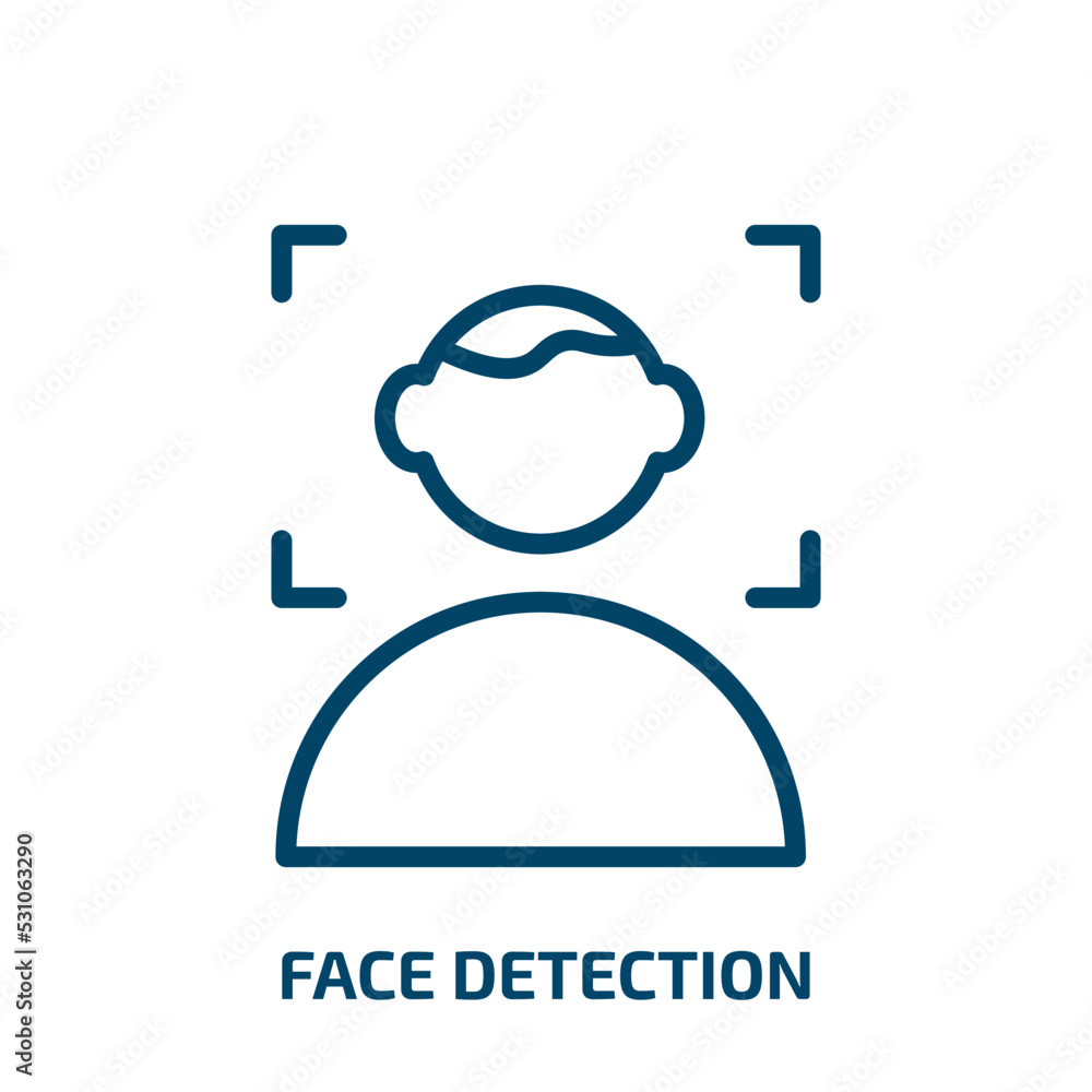 Poster face detection icon from user interface collection. thin linear face detection, face, man outline ic