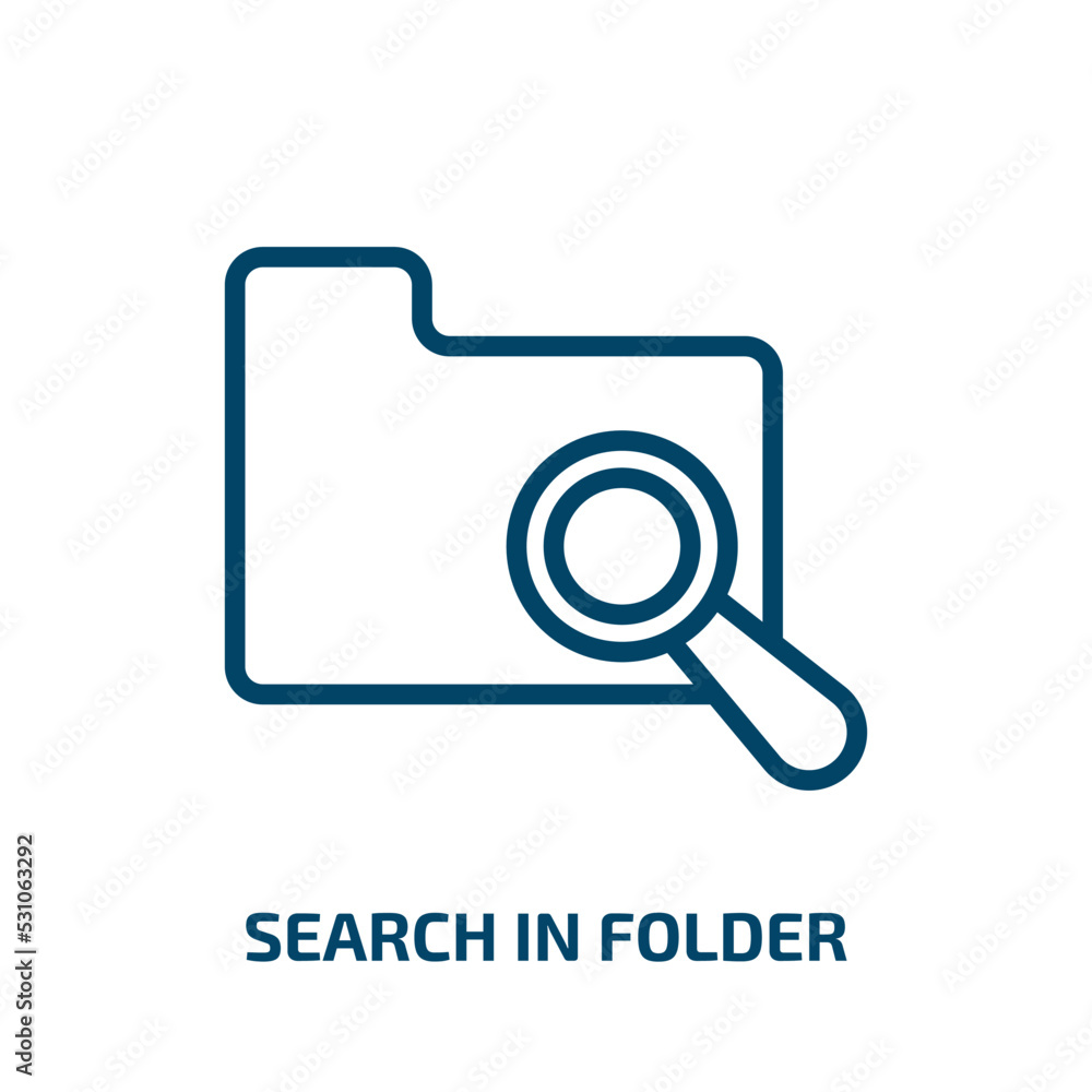 Poster search in folder icon from user interface collection. thin linear search in folder, office, folder o