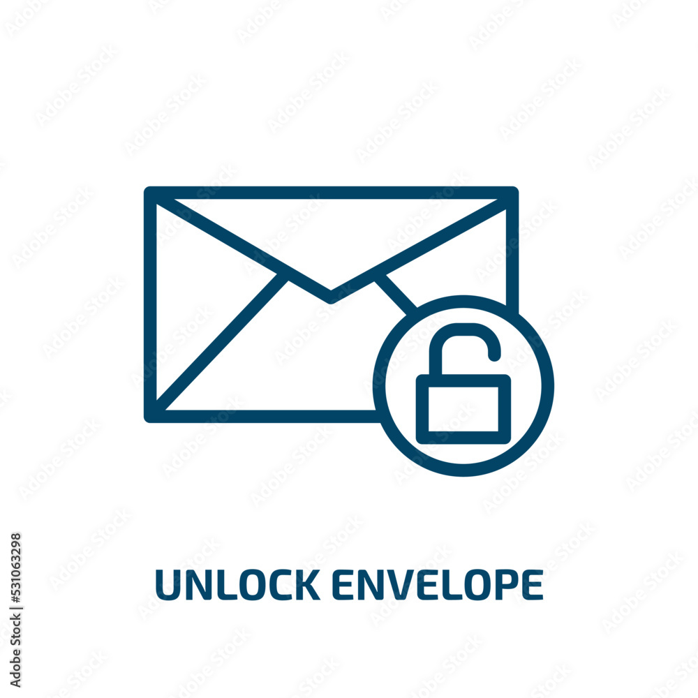 Poster unlock envelope icon from user interface collection. thin linear unlock envelope, envelope, lock out