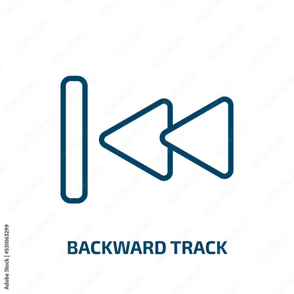Poster backward track icon from user interface collection. thin linear backward track, forward, arrow outli