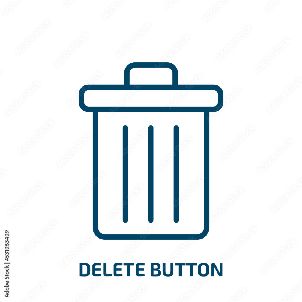 Poster delete button icon from user interface collection. thin linear delete button, delete, button outline