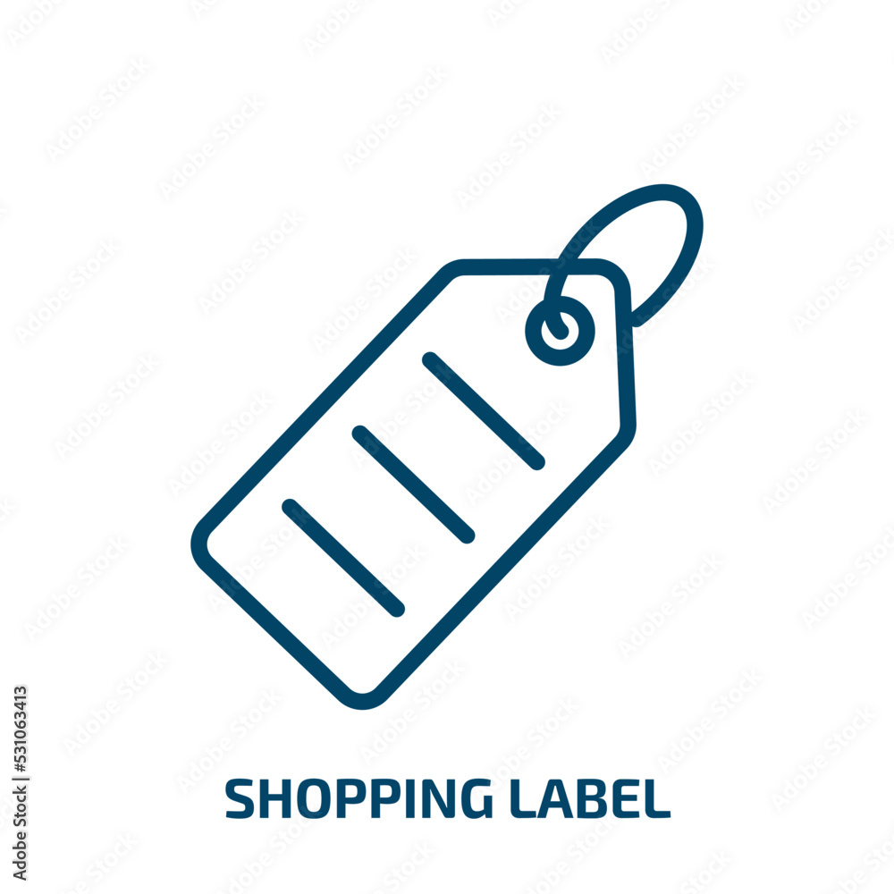 Poster shopping label icon from user interface collection. thin linear shopping label, label, sale outline 