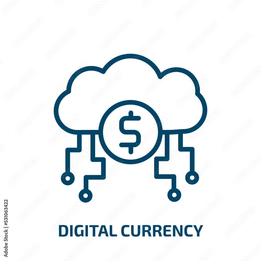 Poster digital currency icon from user interface collection. thin linear digital currency, currency, digita