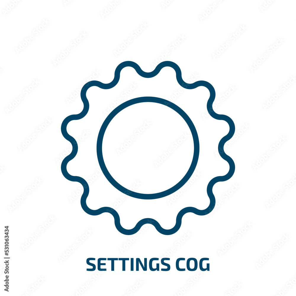 Poster settings cog icon from user interface collection. thin linear settings cog, gear, cog outline icon i