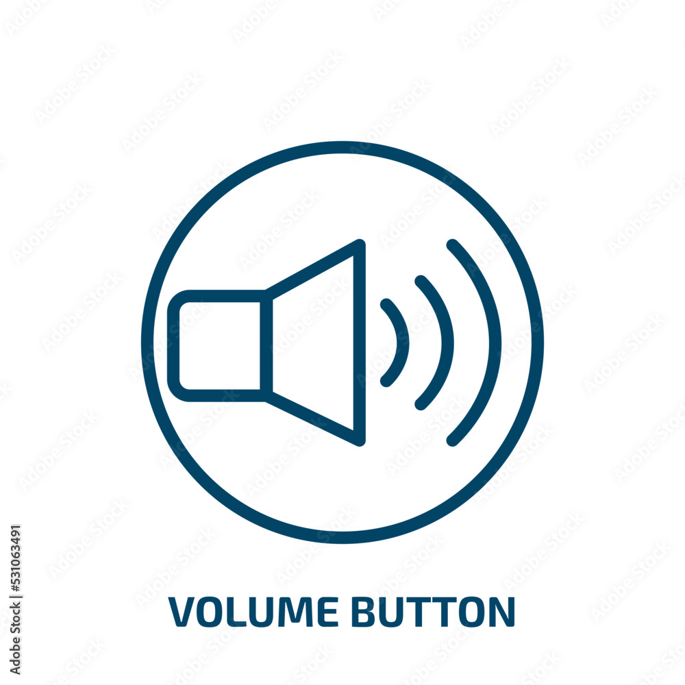 Poster volume button icon from user interface collection. thin linear volume button, sound, music outline i