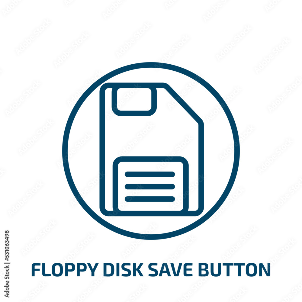 Poster floppy disk save button icon from user interface collection. thin linear floppy disk save button, re