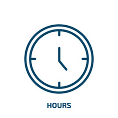 hours icon from user interface collection. Thin linear hours, time, business outline icon isolated on white background. Line vector hours sign, symbol for web and mobile