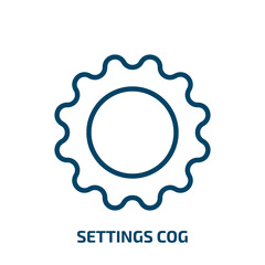 settings cog icon from user interface collection. Thin linear settings cog, gear, cog outline icon isolated on white background. Line vector settings cog sign, symbol for web and mobile