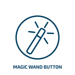 Fototapeta premium magic wand button icon from user interface collection. Thin linear magic wand button, magic, wand outline icon isolated on white background. Line vector magic wand button sign, symbol for web and
