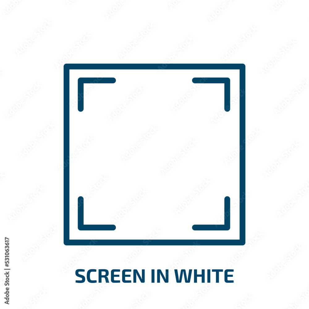 Poster screen in white icon from user interface collection. thin linear screen in white, screen, computer o
