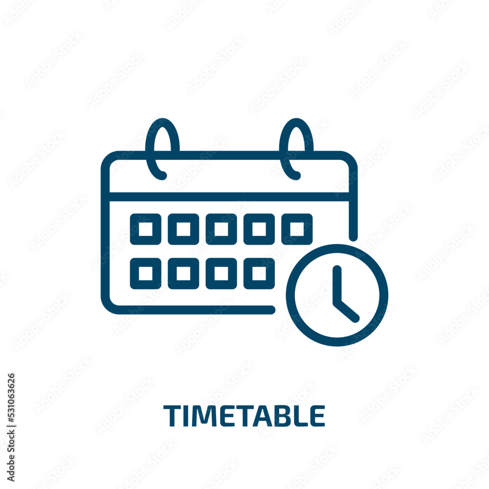 Poster timetable icon from user interface collection. thin linear timetable, business, meeting outline icon