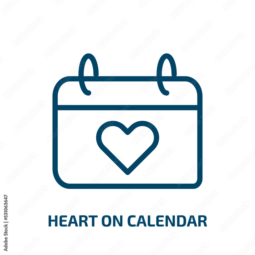 Poster heart on calendar icon from user interface collection. thin linear heart on calendar, calendar, hear