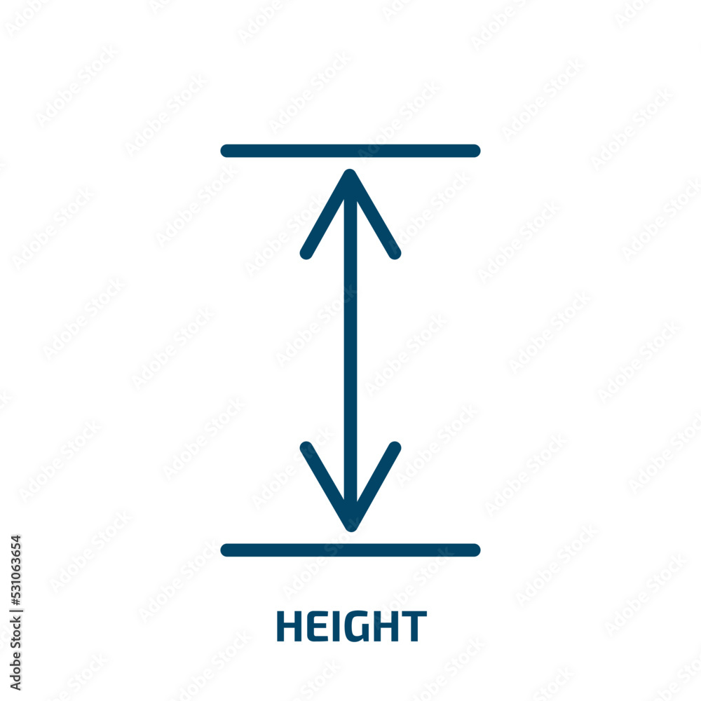 Poster height icon from user interface collection. thin linear height, 1, measurement outline icon isolated