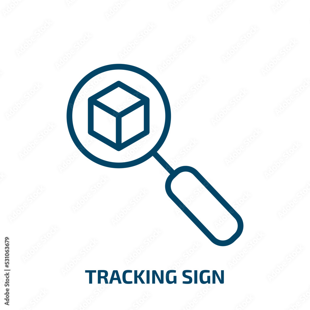 Poster tracking sign icon from user interface collection. thin linear tracking sign, track, label outline i
