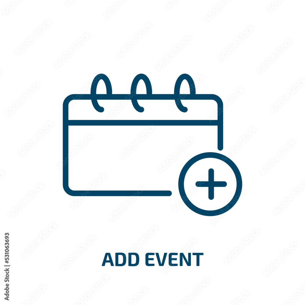 Poster add event icon from user interface collection. thin linear add event, event, date outline icon isola