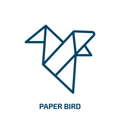 paper bird icon from user interface collection. Thin linear paper bird, paper, bird outline icon isolated on white background. Line vector paper bird sign, symbol for web and mobile