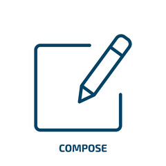 compose icon from user interface collection. Thin linear compose, note, paper outline icon isolated on white background. Line vector compose sign, symbol for web and mobile