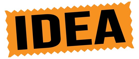 IDEA text written on orange-black stamp sign.