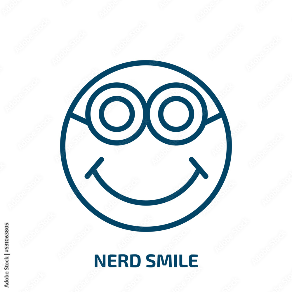 Poster nerd smile icon from user interface collection. thin linear nerd smile, smile, face outline icon iso