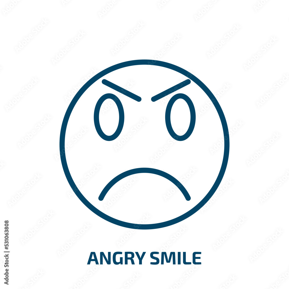 Poster angry smile icon from user interface collection. thin linear angry smile, happy, smile outline icon 