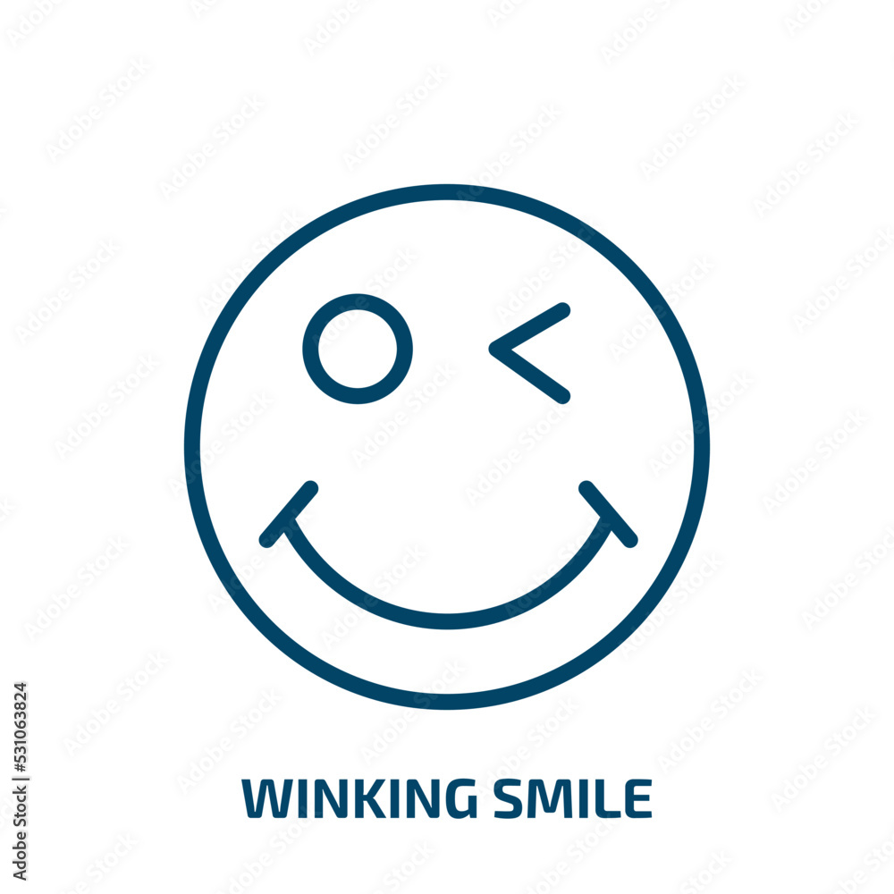 Poster winking smile icon from user interface collection. thin linear winking smile, happy, funny outline i