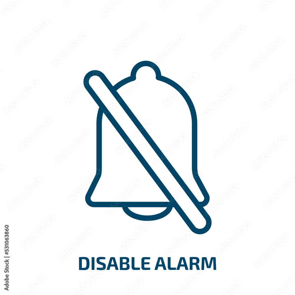 Poster disable alarm icon from user interface collection. thin linear disable alarm, alarm, computer outlin