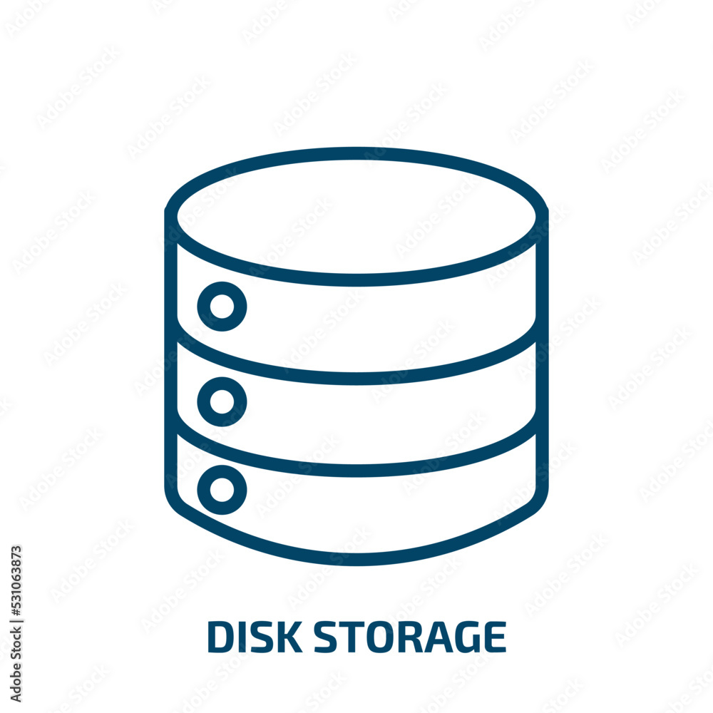 Poster disk storage icon from user interface collection. thin linear disk storage, storage, data outline ic