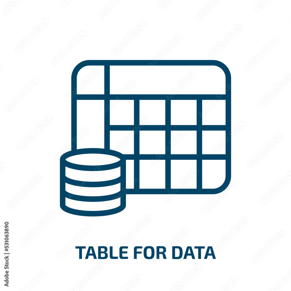 Poster table for data icon from user interface collection. Thin linear table for data, data, table outline icon isolated on white background. Line vector table for data sign, symbol for web and mobile