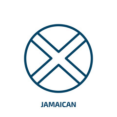 jamaican icon from user interface collection. Thin linear jamaican, jamaica, emblem outline icon isolated on white background. Line vector jamaican sign, symbol for web and mobile