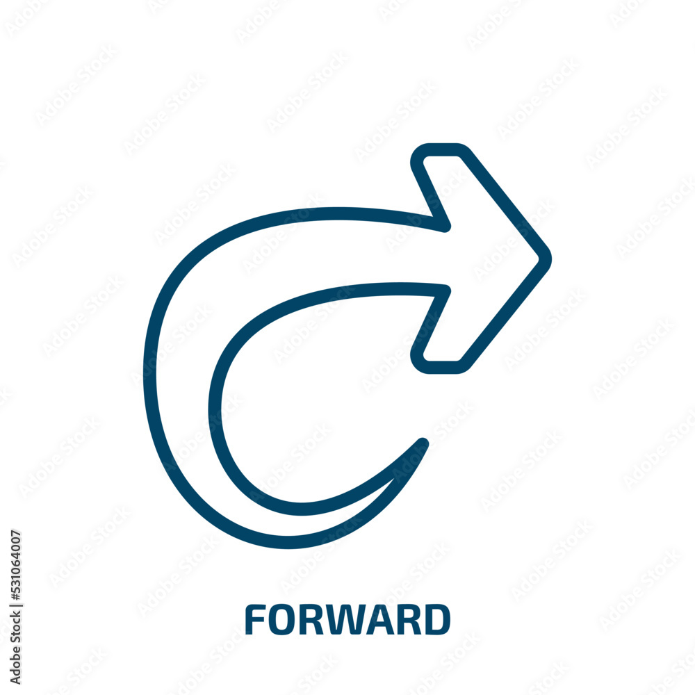 Poster forward icon from user interface collection. thin linear forward, arrow, collection outline icon iso