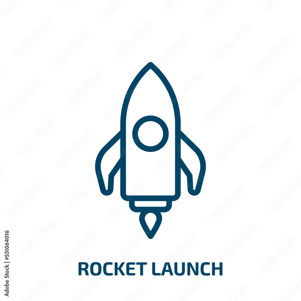 Poster rocket launch icon from user interface collection. thin linear rocket launch, rocket, launch outline