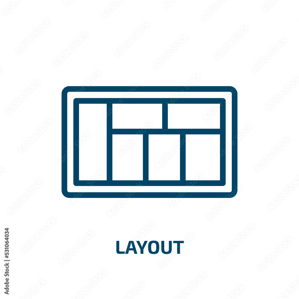Poster layout icon from user interface collection. thin linear layout, template, paper outline icon isolate