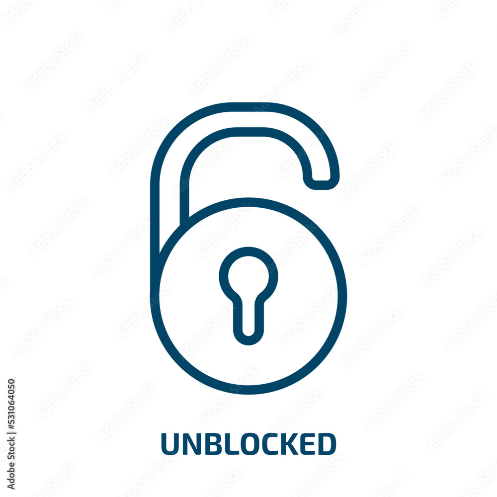Poster unblocked icon from user interface collection. thin linear unblocked, security, access outline icon 