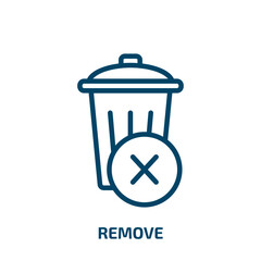 remove icon from user interface collection. Thin linear remove, interface, removal outline icon isolated on white background. Line vector remove sign, symbol for web and mobile