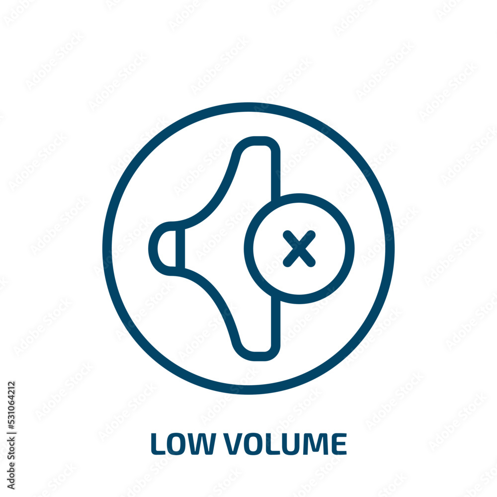 Poster low volume icon from user interface collection. thin linear low volume, sound, button outline icon i