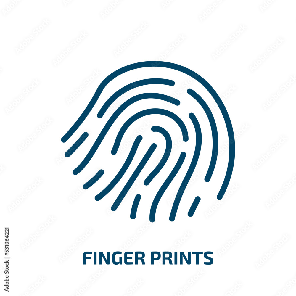 Poster finger prints icon from user interface collection. thin linear finger prints, security, identity out