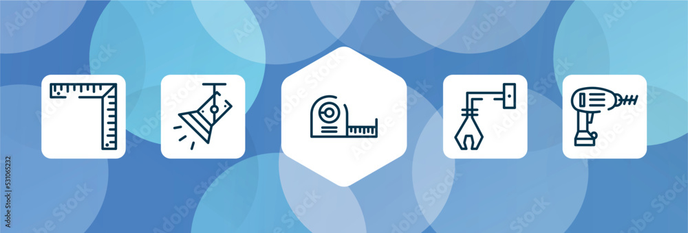 Poster do it yourself outline icon set isolated on blue abstract background. thin line icons such as angle 