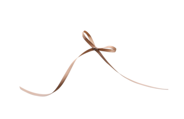 Vintage Christmas gold ribbon with bow element isolated png top view